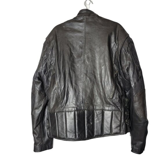 Vintage Barney’s Leather Men’s Black Moto Jacket Size 50 Biker Leather Grunge - Picture 3 of 16